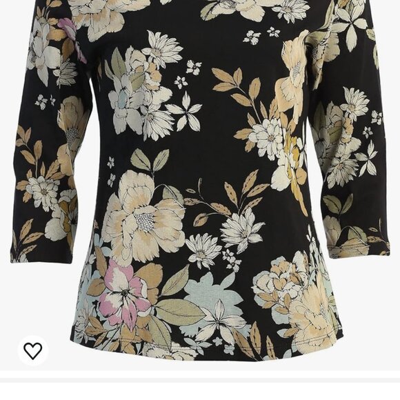 JESS & JANE Women's 100% Cotton Round-Neck 3/4 Sleeves Top; Made in USA - Picture 3 of 5